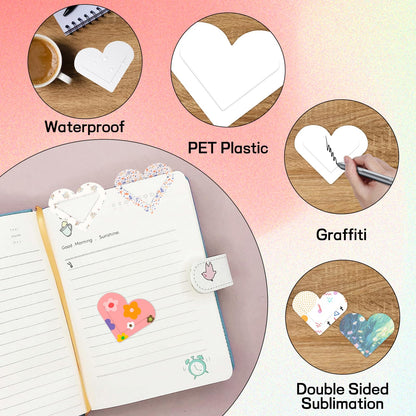 45 Pcs Sublimation Bookmark, Paper DIY Heart Bookmarks with Holes and Colored Tassels for Crafts,rsonalized Tassel Blank Bookmarks