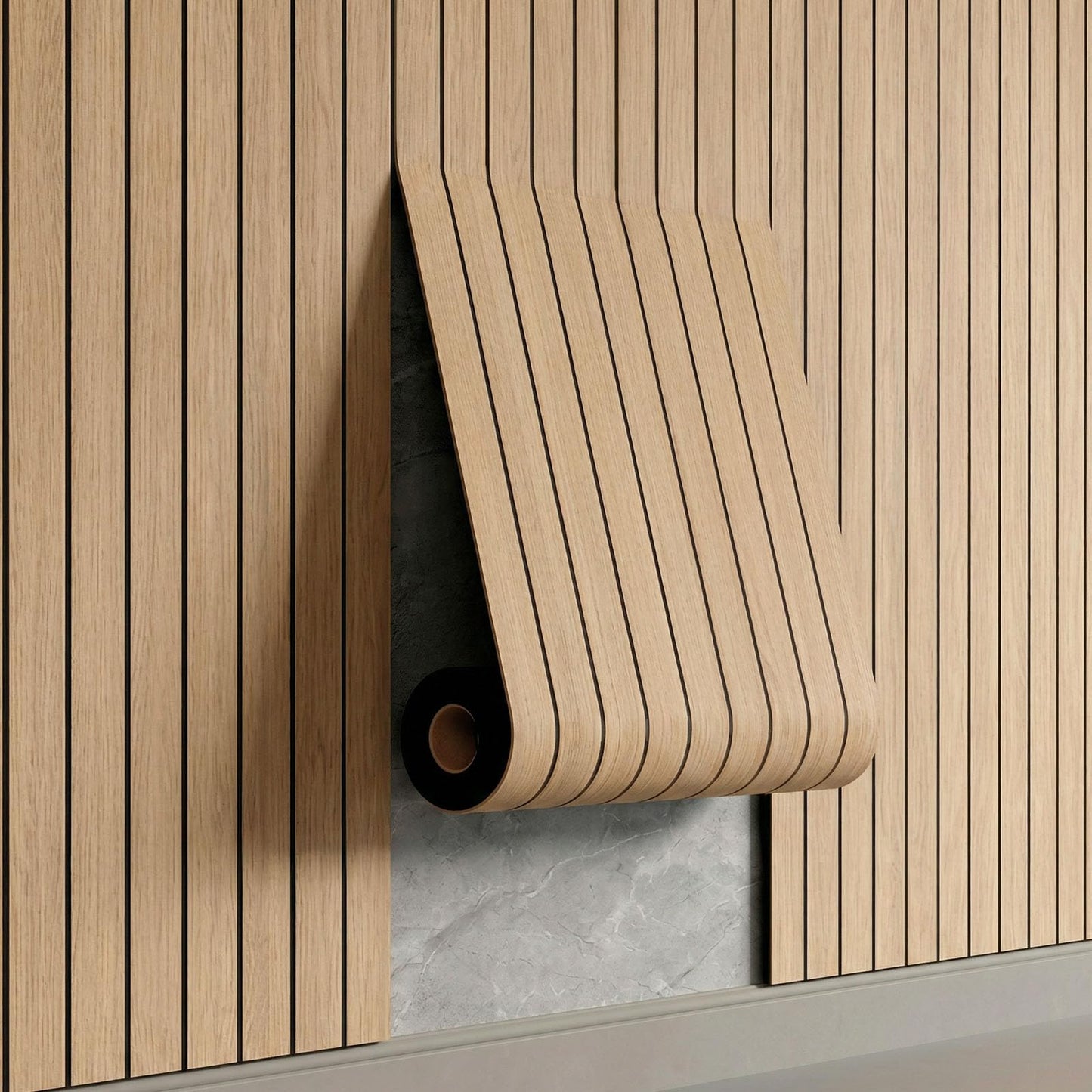 Greymond Peel and Stick Wood Slat Wall Panels, Teak, 118 x 15.7 in