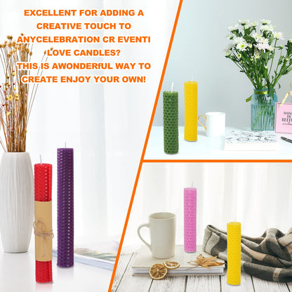 Thleunei Beeswax Candle Making Kit for Kids - 24 Pack 10x8 Inch Beeswax Sheets Candles Making Kit Supplies - Perfect DIY Craft Gift for All Ages,Create Beautiful, All-Natural Candles at Home