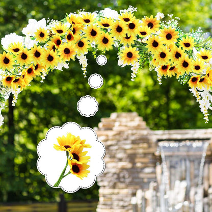 Wavwavw 50 Pcs 1.57 Inch Mini Artificial Sunflower Heads with Iron Stems for Home Party Decoration Wedding Decor, Bride Holding Flowers Centerpieces Wreath Garden DIY Art Decor Crafts