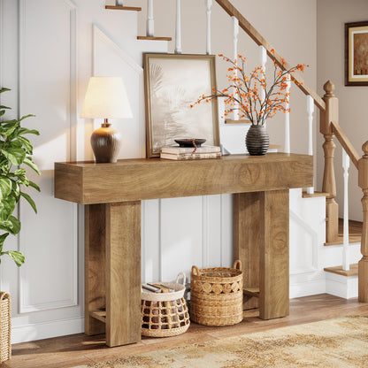 Cealform Console Tables for Entryway, 47.2 Inches Long Sofa Table Behind Couch, Farmhouse Wooden Style Entry Way Table for Living Room, Hallway, Entrance, Foyer (Light Brown)