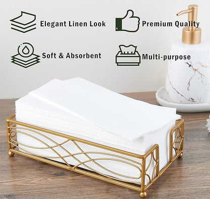 FOCUSLINE 200 Disposable Bathroom Napkins, Linen-Feel Paper Guest Towels