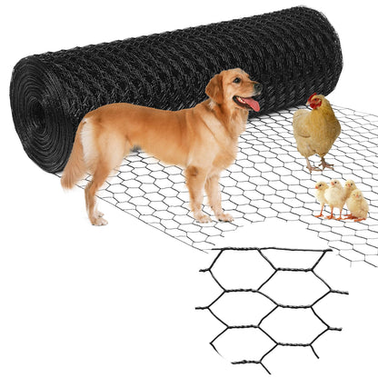 Yardbliss Premium Black Chicken Wire Fencing12inx150ft, PVC Coated Chicken Wire, Poultry Netting, Galvanized Chicken Wire Barrier for Floral Arrangements/Craft Projects/Pet/Rabbit