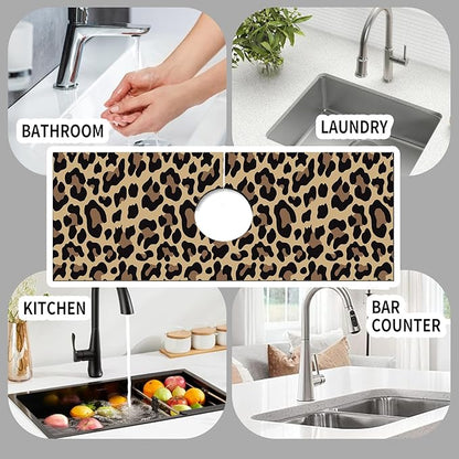 Absorbent Splash Guard Mat for Kitchen Sink, 15×5.5 Inch Cute Fast Drying Drip