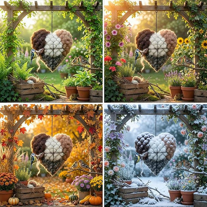 Handmade Alpaca Fiber Bird Nesting Material Heart – Soft Nesting Holder for Wild Birds, Garden Trees, Winter Shelter & Bird Lover Gift (1PC)