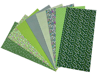 Jukway 8Pcs 20 x 20 Inch Sewing Fabric Squares, Cotton Crafts Fabric Bundles Floral Patterns Printed Tissue Patchwork Fabrics Square for Quilting, Home Décor, Scrapbooking, Handwork (Green)