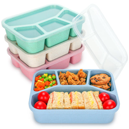 TOUWMX Lunchable Container - 4 Pack Bento Lunch Box, 4-Compartment Snackle Box Container for School Work Travel, Bento Box for Kids, Microwave Dishwasher Safe Bento Box Adult