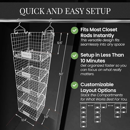 DECOLURE 5-Tier Adjustable Hanging Closet Organizer – Maximize Hanging Storage