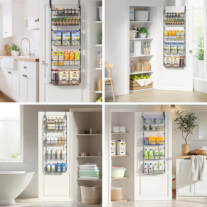 Delamu Over The Door Pantry Organizer, 5-Tier Pantry Door Organizers and Storage