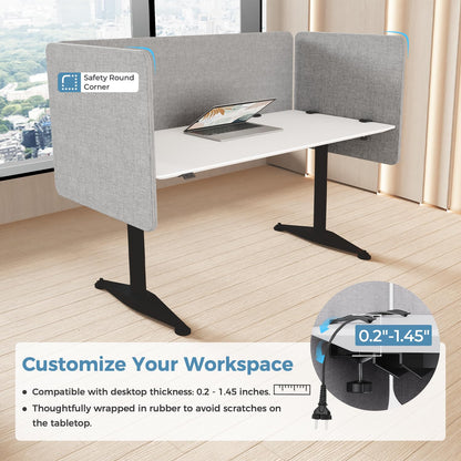 MORDEER 47.2 Inch Desk Divider Panels Set, Acoustic Divider Panel for Privacy, Fabric Wrapped Room Dividers for Office, Easy Assemble, Light Grey