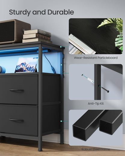 SONGMICS BELLAH Collection - Dresser for Bedroom, Chest of Drawers, TV Stand for TVs Up to 55 Inches, Living Room, Closet, 6 Drawers and 1 Shelf, Modern, Ink Black ULGS833BH02S