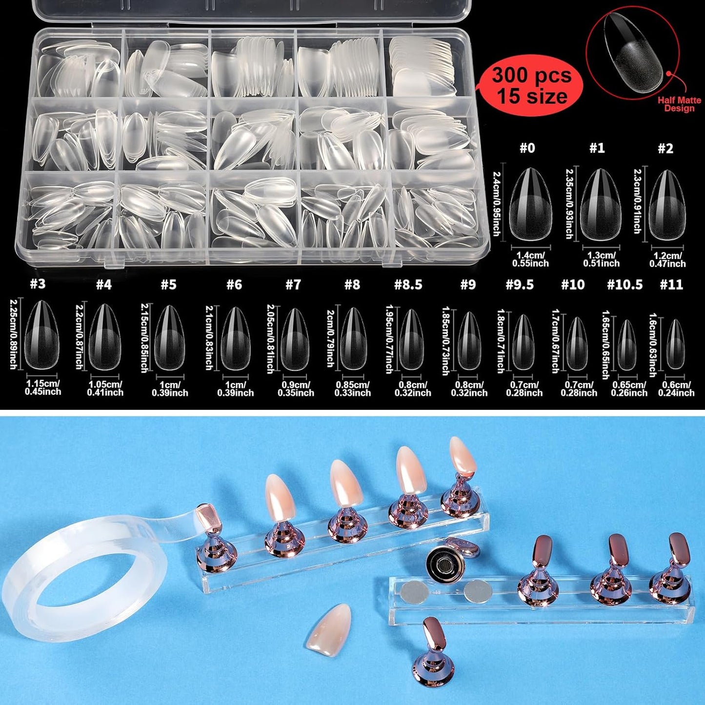 Teenitor Acrylic Nail Kit With Chrome Powder, Almond Tips, Art Brushes, Charms, 3D Gel, Tools, Stand - Beginner Set