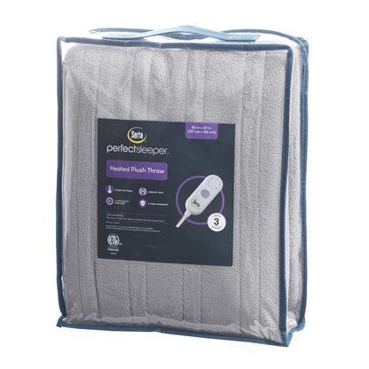 Serta Heated Blanket - Reversible Fleece to Sherpa Electric Blanket, Fast Heating, Auto Shut Off Timer, Multi Heat Setting, ETL Certified, Machine Washable, Grey Full 84"x 77"