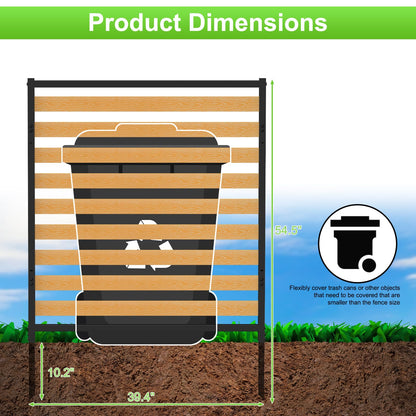Air Conditioner Fence 1 Panel, Privacy Fence Screen 54.5" H × 39.4" W No-Dig Metal Wood Outdoor Pool Equipment Enclosure with Metal Stake, AC Unit Cover, Trash Bin Hider for Garden & Backyard