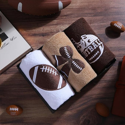 3 Pcs Football Hand Towels for Bathroom Bow Embroidered Bathroom Towels