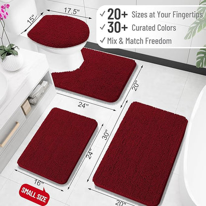 OLANLY Large Bathroom Rugs 45x27, Extra Soft Absorbent Chenille Bath Rugs, Rubber Backing Quick Dry, Machine Washable Bath Mats for Bathroom Floor, Tub and Shower, Home Decor Accessories, Burgundy