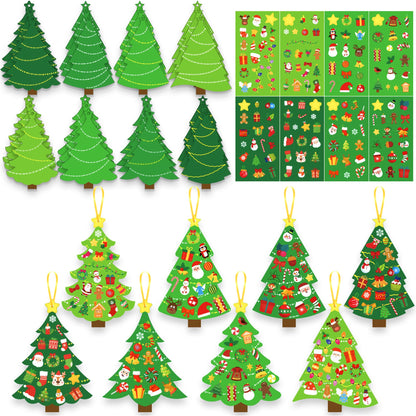BCCSNNM 48 Pcs Christmas Tree Stickers Kit for Christmas DIY Hanging Art Ornaments Making Your Own Xmas Craft for Winter Holiday Party Classroom Activities Party Decoration