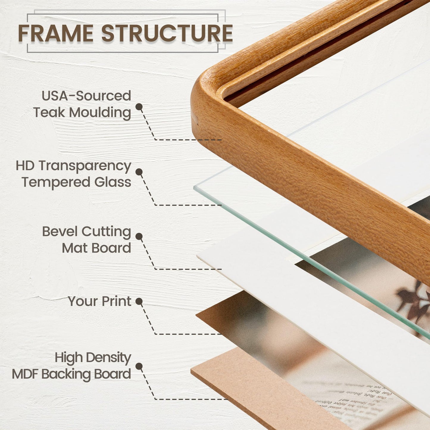 11x17 Picture Frame, USA-Sourced Natural Teak Wood Photo Frame with Tempered Glass, Handcrafted Rounded Corner 11 x 17 Wooden Frame Matted to 8x12 Photos, Wall or Tabletop Display