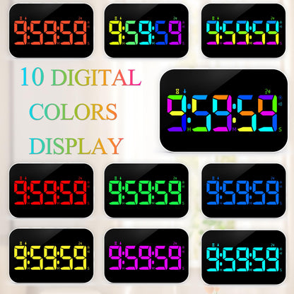 Kitchen LED Digital Timer Rechargeable, RGB Count Down Up Digital Timer with Vioce Reminder for Kitchen Classroom Cooking Study, Vibration Mode 3 Level Adjustable Volume and Brightness