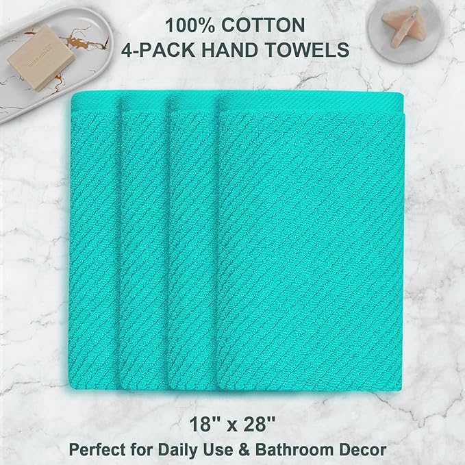 VOOVA & MOVAS Bathroom Hand Towels Set of 4, Large 18"x28"