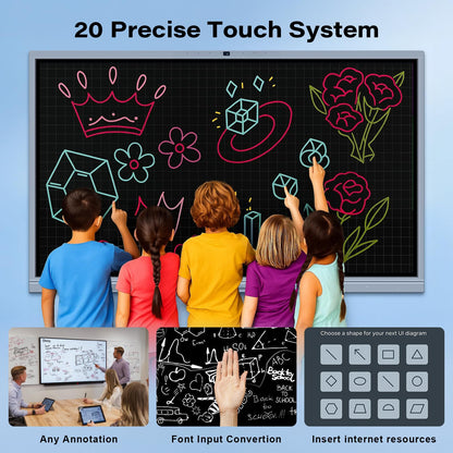 OmninexHub 65" Smart Board, Interactive Whiteboard, 4K UHD Touch Screen Digital Board, Digital Electronic Smartboard with Dual System, for Classroom,Office & Conference Rooms (Wall Mount Included)