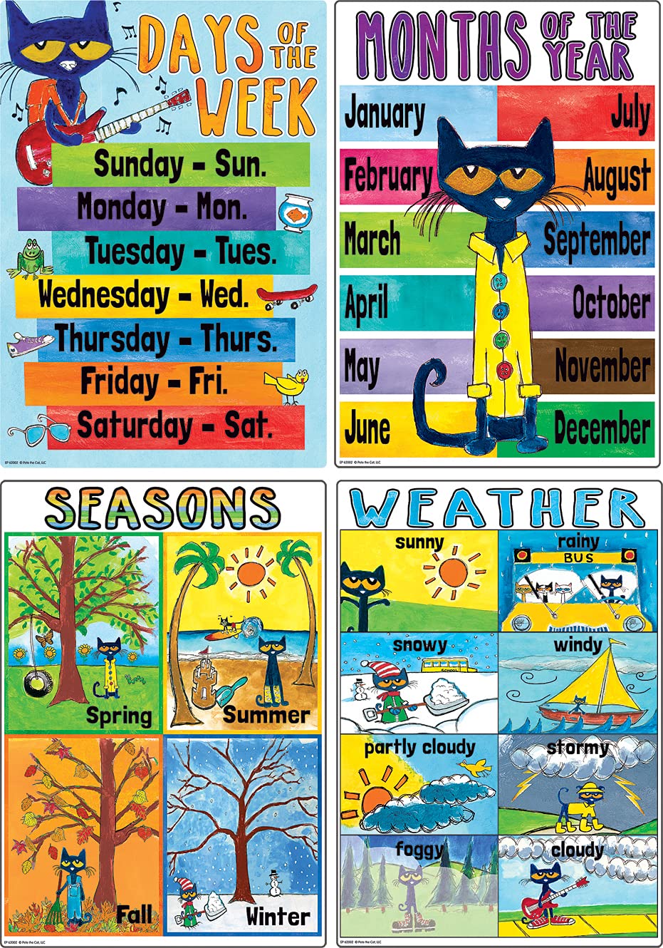 Teacher Created Resources Pete The Cat® Early Learning Educational Poster Pack (EP62002)