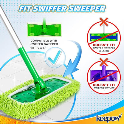 KEEPOW Reusable Microfiber Mop Pads Compatible