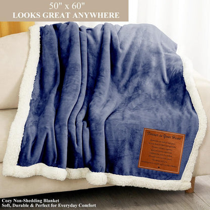 Forever in Your Heart Blue Sympathy Memorial Blanket, Ultra Soft Fleece Sympathy Gift for Loss of a Loved One, Thoughtful Bereavement Throw for Condolence & Grief Comfort (50”x60”)