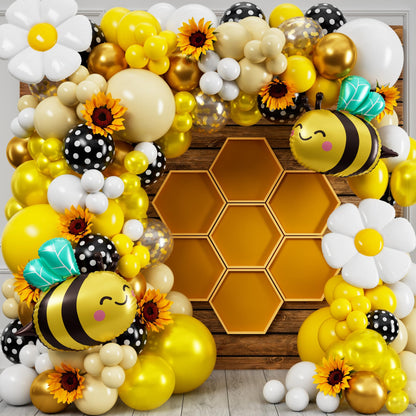 ALL-IN-1 Bee Balloons Garland Kit & Arch - Small and Large Black Yellow and White Bumble Bee Balloons for What Will It Bee Gender Reveal Party Supplies, Baby Shower Decorations, or Honey Bee Birthday