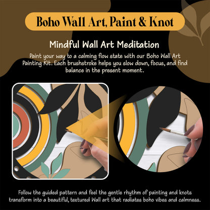 Unwynd Boho Wall Art DIY Craft Kit | Paint 10" MDF Cutout & Learn Macrame Knots | Relaxing Creative Activity | Perfect Mother’s Day Gift for Moms & Women