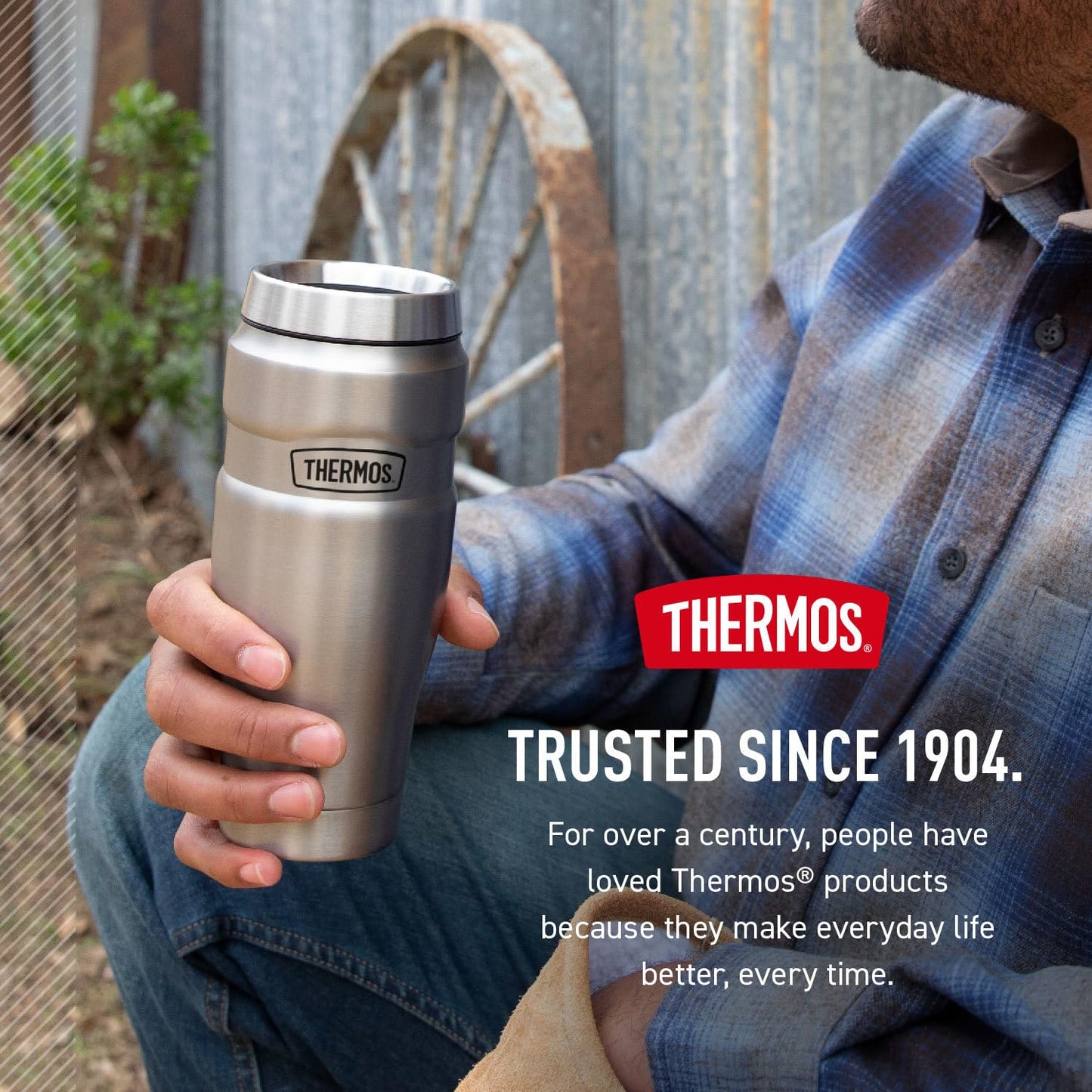 THERMOS Stainless King Vacuum-Insulated Travel Tumbler, 16 Ounce, Midnight Blue
