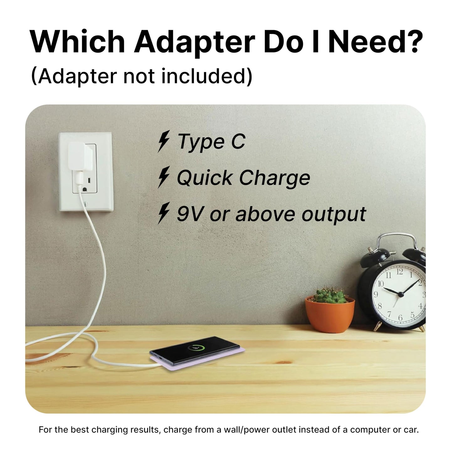 IJS Ultra Slim Universal Fast Wireless Charger - Phone Charger Compatible with All Qi Enabled Phones - Smart Round Fast Charging Pad for Multiple Devices (Black)