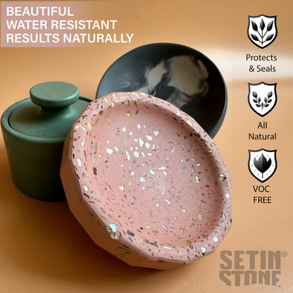 Natural Stone Wax Polish - Seal and Waterproof SETINSTONE, Concrete, Gypsum Crafts with Carnauba and Beeswax, for Eco Resin Casting Kits and Acrylic Resin Castings, Lemon Scent, 4oz