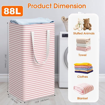 3 Pack Large Laundry Basket, Waterproof & Freestanding Laundry Hamper,