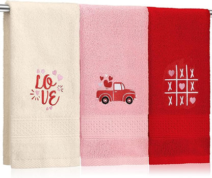 3 Pcs Valentine's Day Hand Towels