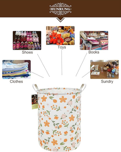 HUNRUNG Laundry Hamper, Large Canvas Fabric Lightweight Storage Basket Toy