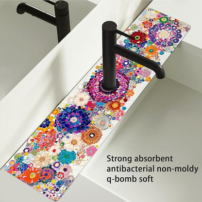 Bimkole 2 PCS Faucet Absorbent Mat, Kitchen Faucet Sink Splash Guard Wraparound