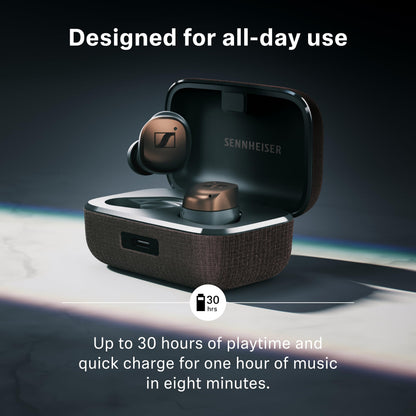 Sennheiser Momentum True Wireless 4 Smart Earbuds, Bluetooth 5.4, Crystal-Clear Sound, Noise Cancelling Earbuds, Comfortable Design, 30-Hour Battery, Adaptive ANC, LE Audio, Auracast – Black Graphite