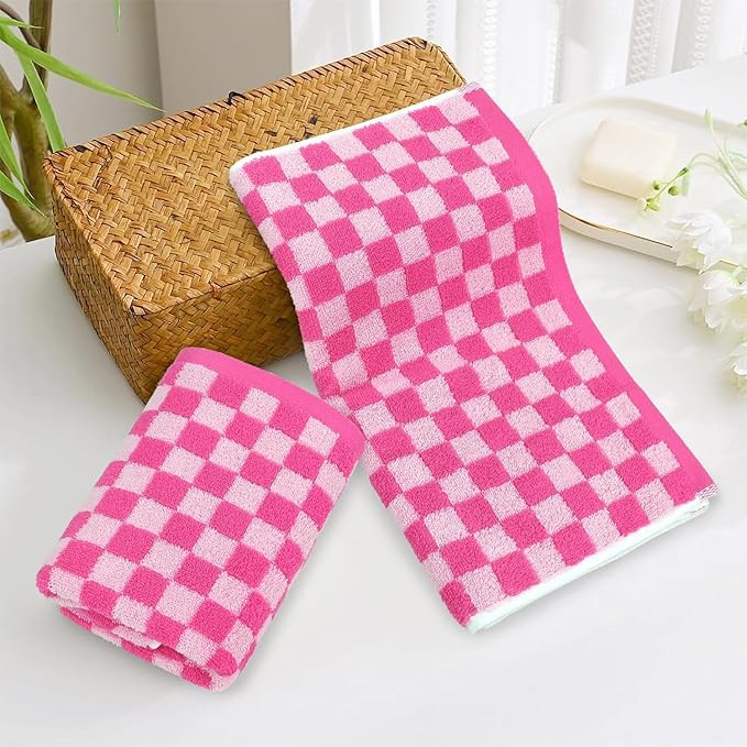 Jacquotha Pink Hand Towels 4 Pack, Cotton Decorative Bathroom Hand Towel &