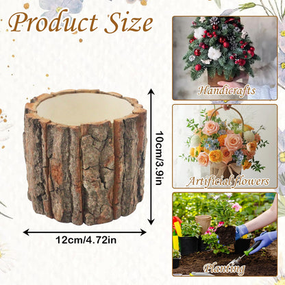 12 Pcs Wooden Vases for Centerpieces, Wood Flower Vase Rustic Tree Stump Planter Pots for Woodland Party Wedding Window Home Farmhouse Christmas Table Decor