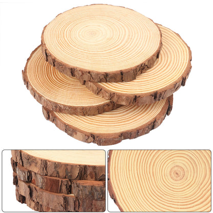 24 PCS 5.5-6.3 Inch Natural Wood Slices, Unfinished Pine Wood Circles with Barks for Coasters, DIY Crafts, Christmas Rustic Wedding Ornaments and Centerpieces,by GNIEMCKIN