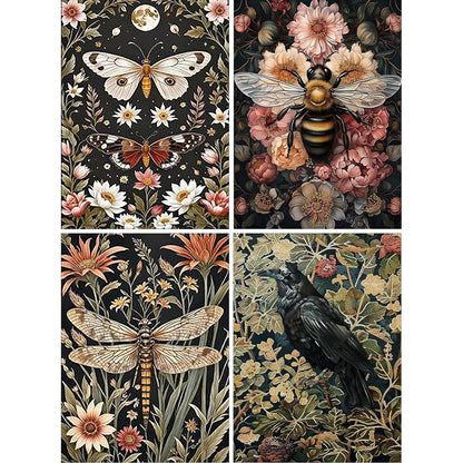 Square Diamond Painting Kits Square Drill Diamond Painting, Square Diamond Art, 4 Pack Dragonflies, Butterfly, Bees, Bird DIY Gem Art Kits for Adults and Crafts for Gifts and Home Wall Decor Gifts