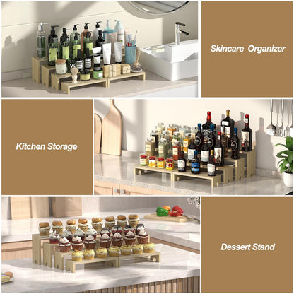 2 Set Wooden Tiered Risers Display Stands for Vendor Events,Stackable Wood Cupcake Display Stand,Farmhouse Decor Wood Dessert Table Display Set,Vendor Booth Display Items,Food Display Risers for Party