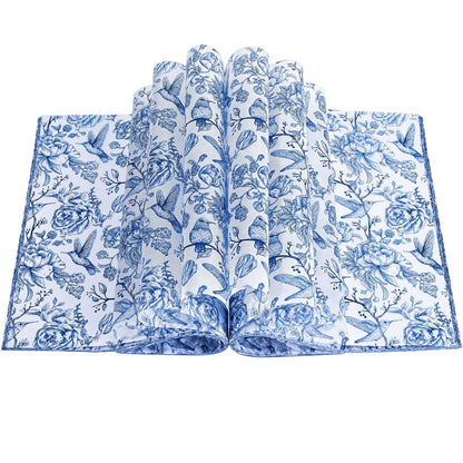 Sanixin 150Pcs Blue Floral Wax Paper for Food Chinoiserie Blue White Flower Decorative Wax Paper Oil-Proof Wrap Tissue for Picnic Sandwich Bakery Dessert Home Kitchen Supplies,9.8 x 8.3 Inches