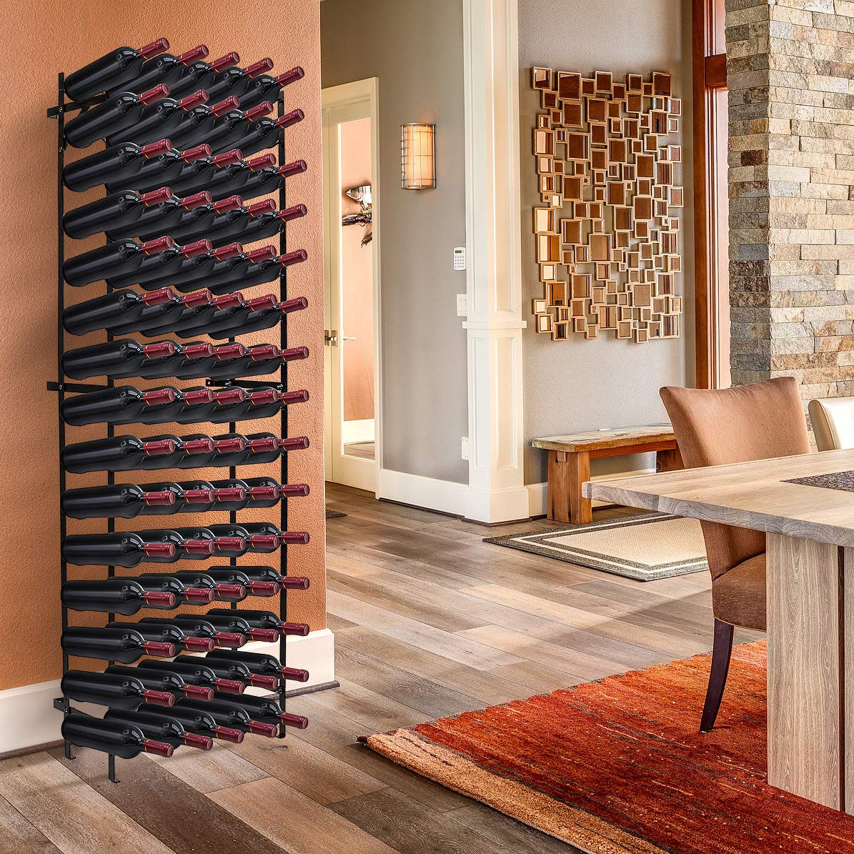 Sorbus Wine Rack Freestanding Floor - Wine Bottle Holder Holds 75 Bottles of Wine - 75 Bottle Capacity Wine Storage for Any Bar, Wine Cellar, Kitchen, Dining Room (New Improved Design)
