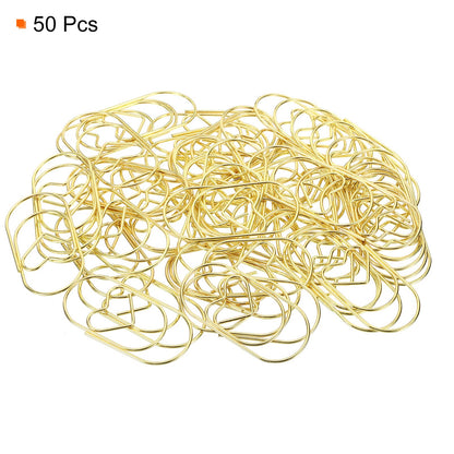 MECCANIXITY Paper Clip Heart-Shaped Cute Decorative Fun Clips Bookmarks 2 Inch Gold Tone for Organize Office Home, Pack of 50
