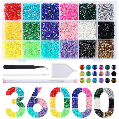 Meibite Jelly Rhinestones Kit 36000pcs Flatback Gems for Crafts, 3mm Round Rhinestones for Nails, Clothes, Tumblers, Decoration, DIY Bedazzling Kit with Tools