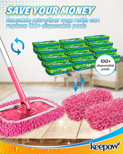 Keepow 8 Pack Reusable Mop Pads Compatible