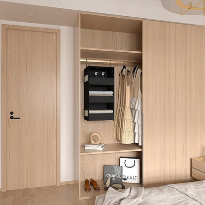 3-Shelf Hanging Closet Organizer and Storage, Foldable Hanging Closet Shelves