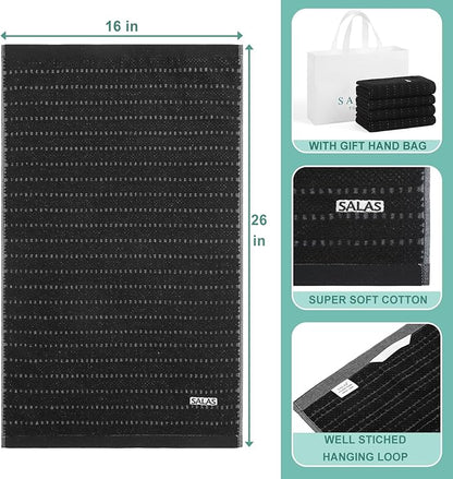 SALAS Kitchen Dish Towels, Bulk Cotton Kitchen Hand Towels, 390 GMS Plaid Dish